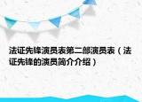 法证先锋演员表第二部演员表（法证先锋的演员简介介绍）