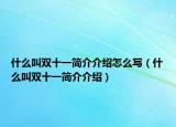 什么叫双十一简介介绍怎么写（什么叫双十一简介介绍）