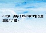 dnf多一点tp（DNF中TP什么意思简介介绍）