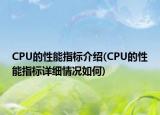 CPU的性能指标介绍(CPU的性能指标详细情况如何)