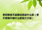 累到整夜不能睡这首是什么歌（累不累睡不睡什么歌简介介绍）