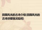 田园风光的古诗介绍(田园风光的古诗详细情况如何)