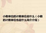 小数单位的计数单位是什么（小数的计数单位也是什么简介介绍）