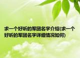 求一个好听的军团名字介绍(求一个好听的军团名字详细情况如何)