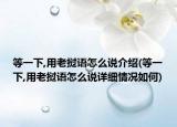 等一下,用老挝语怎么说介绍(等一下,用老挝语怎么说详细情况如何)
