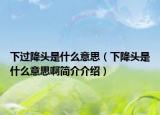 下过降头是什么意思（下降头是什么意思啊简介介绍）