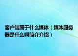客户端属于什么媒体（媒体服务器是什么啊简介介绍）