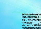 据气象台预报洛阳市某日天气状况晴转多云西北风6级气温-2～9°C．据此回答25-28题．下列天气符号能正确表示洛阳当天天气状况的是（　　）A．B．C．D．