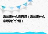 肃杀是什么意思啊（肃杀是什么意思简介介绍）
