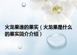 火龙果谁的果实（火龙果是什么的果实简介介绍）