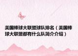 美国棒球大联盟球队排名（美国棒球大联盟都有什么队简介介绍）