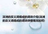 深浅的反义词组成的词语介绍(深浅的反义词组成的词语详细情况如何)