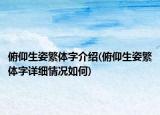 俯仰生姿繁体字介绍(俯仰生姿繁体字详细情况如何)