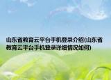 山东省教育云平台手机登录介绍(山东省教育云平台手机登录详细情况如何)