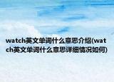 watch英文单词什么意思介绍(watch英文单词什么意思详细情况如何)