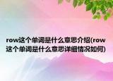 row这个单词是什么意思介绍(row这个单词是什么意思详细情况如何)
