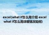 excel(what if怎么用介绍 excel what if怎么用详细情况如何)