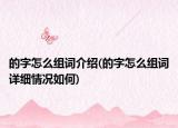 的字怎么组词介绍(的字怎么组词详细情况如何)