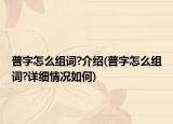 普字怎么组词?介绍(普字怎么组词?详细情况如何)