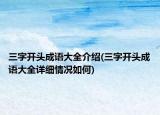 三字开头成语大全介绍(三字开头成语大全详细情况如何)