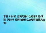 李贺《马诗》后两句是什么意思介绍(李贺《马诗》后两句是什么意思详细情况如何)