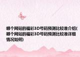 哪个网站的福彩3D号码预测比较准介绍(哪个网站的福彩3D号码预测比较准详细情况如何)