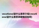vocational是什么意思介绍(vocational是什么意思详细情况如何)