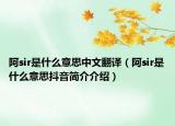 阿sir是什么意思中文翻译（阿sir是什么意思抖音简介介绍）