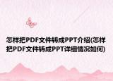 怎样把PDF文件转成PPT介绍(怎样把PDF文件转成PPT详细情况如何)