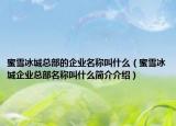 蜜雪冰城总部的企业名称叫什么（蜜雪冰城企业总部名称叫什么简介介绍）