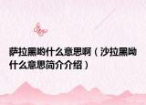 萨拉黑哟什么意思啊（沙拉黑呦什么意思简介介绍）