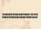 特别的爱给特别的你歌词原唱介绍(特别的爱给特别的你歌词原唱详细情况如何)