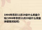 1986年农历11月19是什么星座介绍(1986年农历11月19是什么星座详细情况如何)