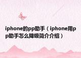iphone的pp助手（iphone用pp助手怎么降级简介介绍）