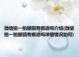 微信拍一拍撤回有痕迹吗介绍(微信拍一拍撤回有痕迹吗详细情况如何)