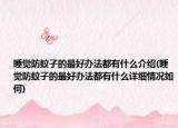 睡觉防蚊子的最好办法都有什么介绍(睡觉防蚊子的最好办法都有什么详细情况如何)