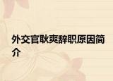 外交官耿爽辞职原因简介