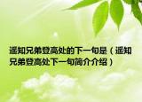 遥知兄弟登高处的下一句是（遥知兄弟登高处下一句简介介绍）