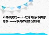 不做你男友remix歌词介绍(不做你男友remix歌词详细情况如何)