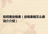 如何做业绩表（业绩表格怎么做简介介绍）