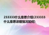 233333什么意思介绍(233333什么意思详细情况如何)
