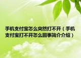 手机支付宝怎么突然打不开（手机支付宝打不开怎么回事简介介绍）