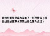 雨纷纷旧故里草木深的下一句是什么（雨纷纷旧故里草木深表达什么简介介绍）