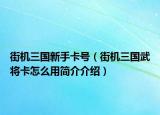 街机三国新手卡号（街机三国武将卡怎么用简介介绍）