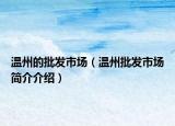 温州的批发市场（温州批发市场简介介绍）