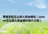苹果手机怎么进入安全模式（iphone怎么进入安全模式简介介绍）