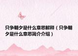 只争朝夕是什么意思解释（只争朝夕是什么意思简介介绍）