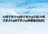 1t等于多少kg等于多少g介绍(1t等于多少kg等于多少g详细情况如何)