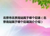 北京市北京南站属于哪个街道（北京南站属于哪个街道简介介绍）