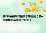 鄂E开头的车牌是属于哪里的（鄂e是哪里的车牌简介介绍）